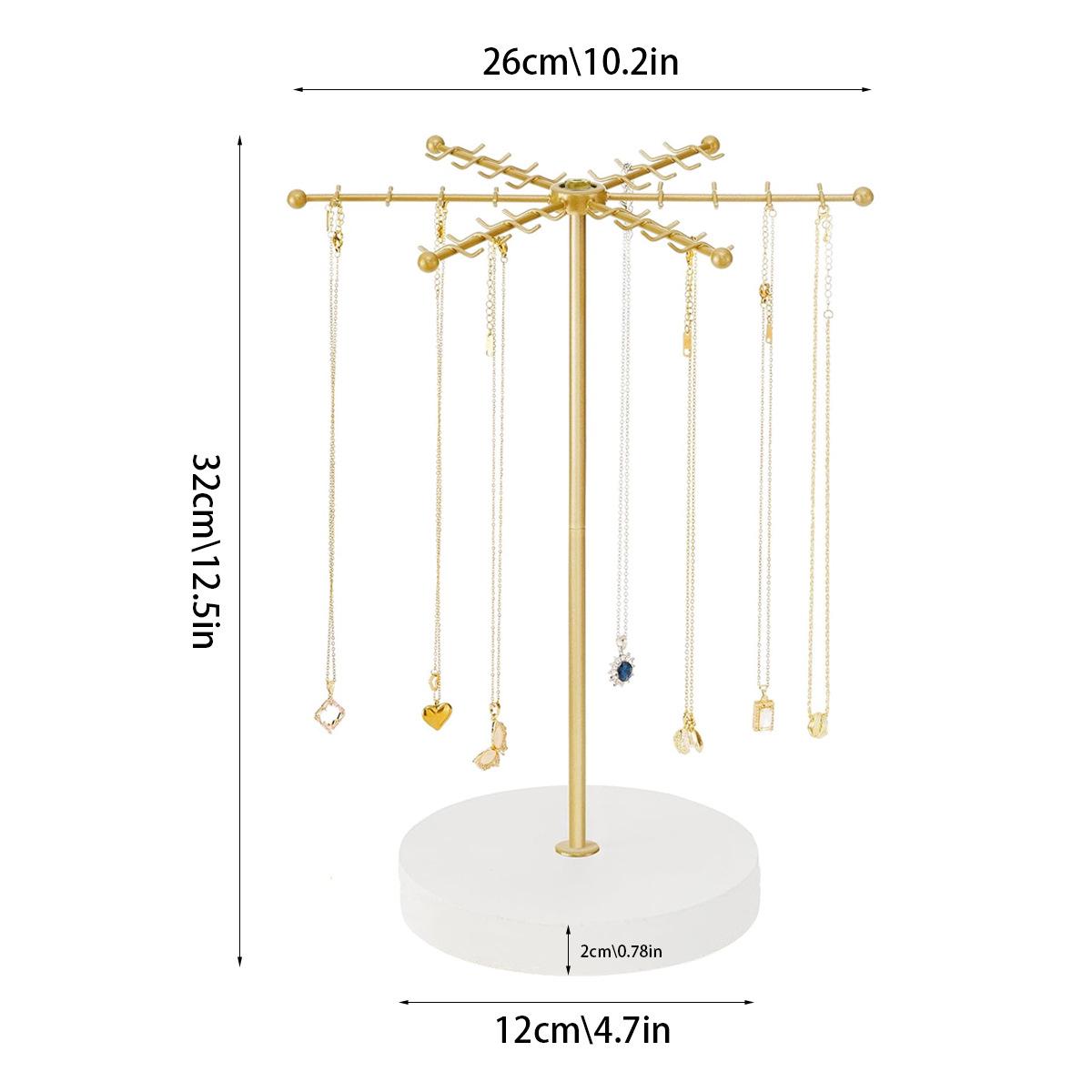 Rotating Metal Necklace Display Stand - Detachable Jewelry Storage Rack