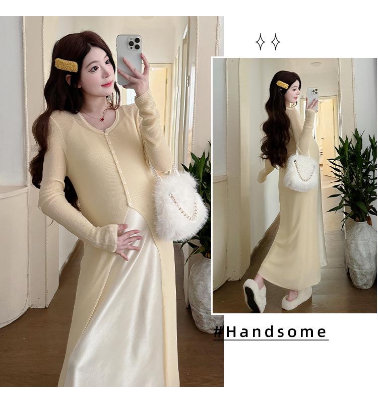 Spring 2026 Elegant Maternity Sling Dress & Cardigan Set