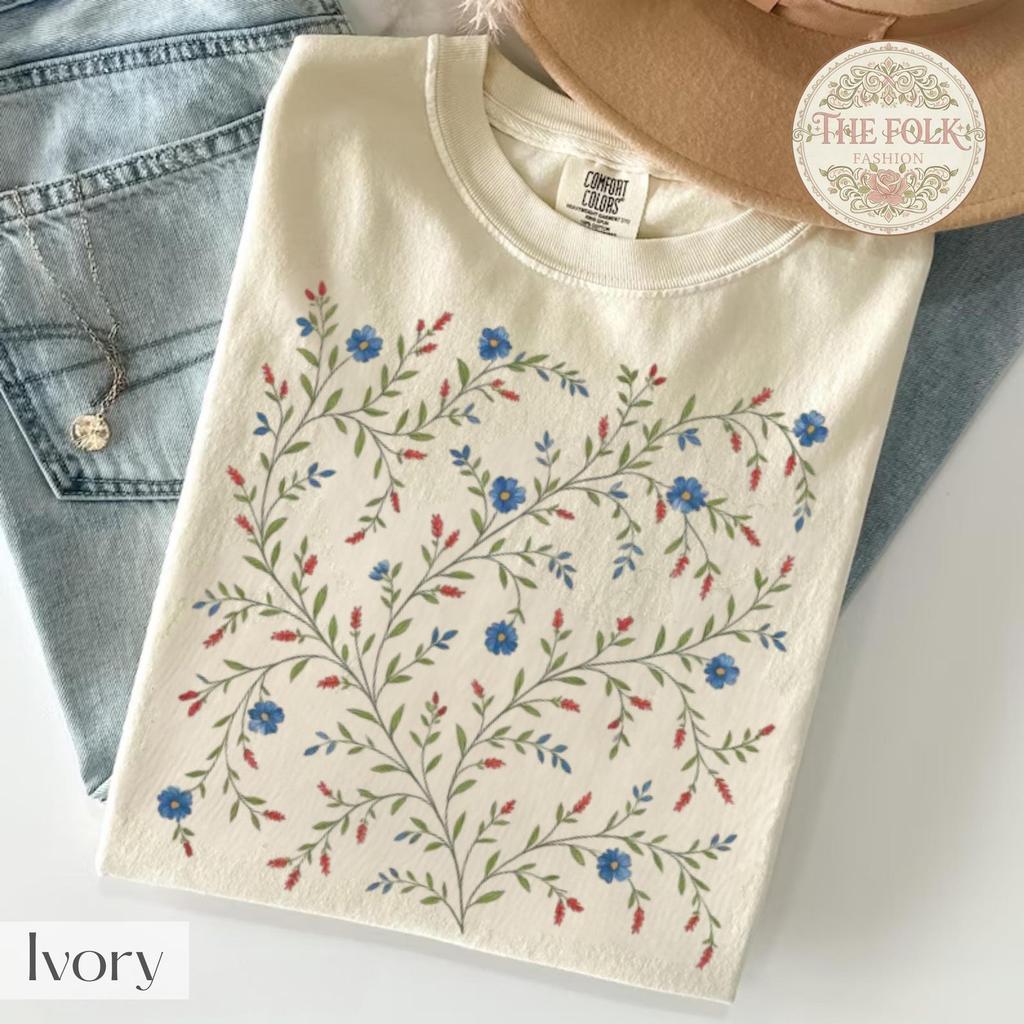 Dainty Wildflower Vine Shirt, Aesthetic Floral Graphic Tee, Minimalist Botanical Vine Tshirt, Comfort Colors Nature Lover Gift, Boho Flower