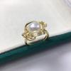 Natural Freshwater Pearl Ring, Women's Micro Inlaid Zircon Design, Three-dimensional Wrapped Pearl Bracelet