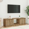 vidaXL Meuble TV avec lumières LED chêne artisanal bois d'ingénierie, support TV, meuble multimédia, console TV, meuble 856348