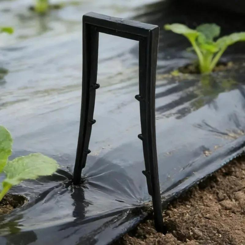 50/10 Stück U-förmige Gartenspieße mit Spitze Kunststoff-Gartenstifte Landschaftsstifte Erdspieße für Hof Rasen Unkrautbarrieren