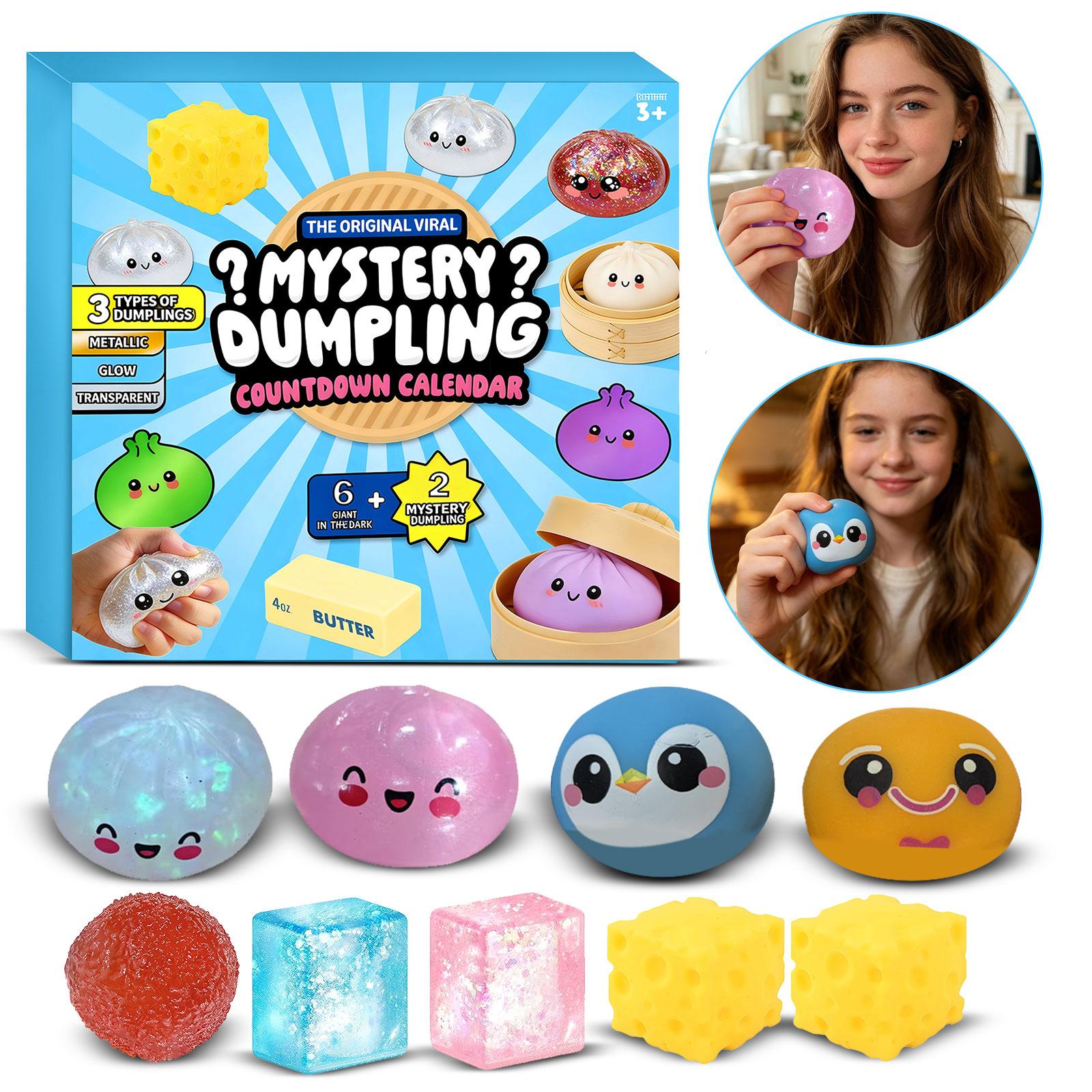 Mystery Dumpling Countdown Calendar 8 Day Blind Box Set with 3D Toys and Unique Dumpling Designs for Kids Collectible Advent Calendar Gift One Size
