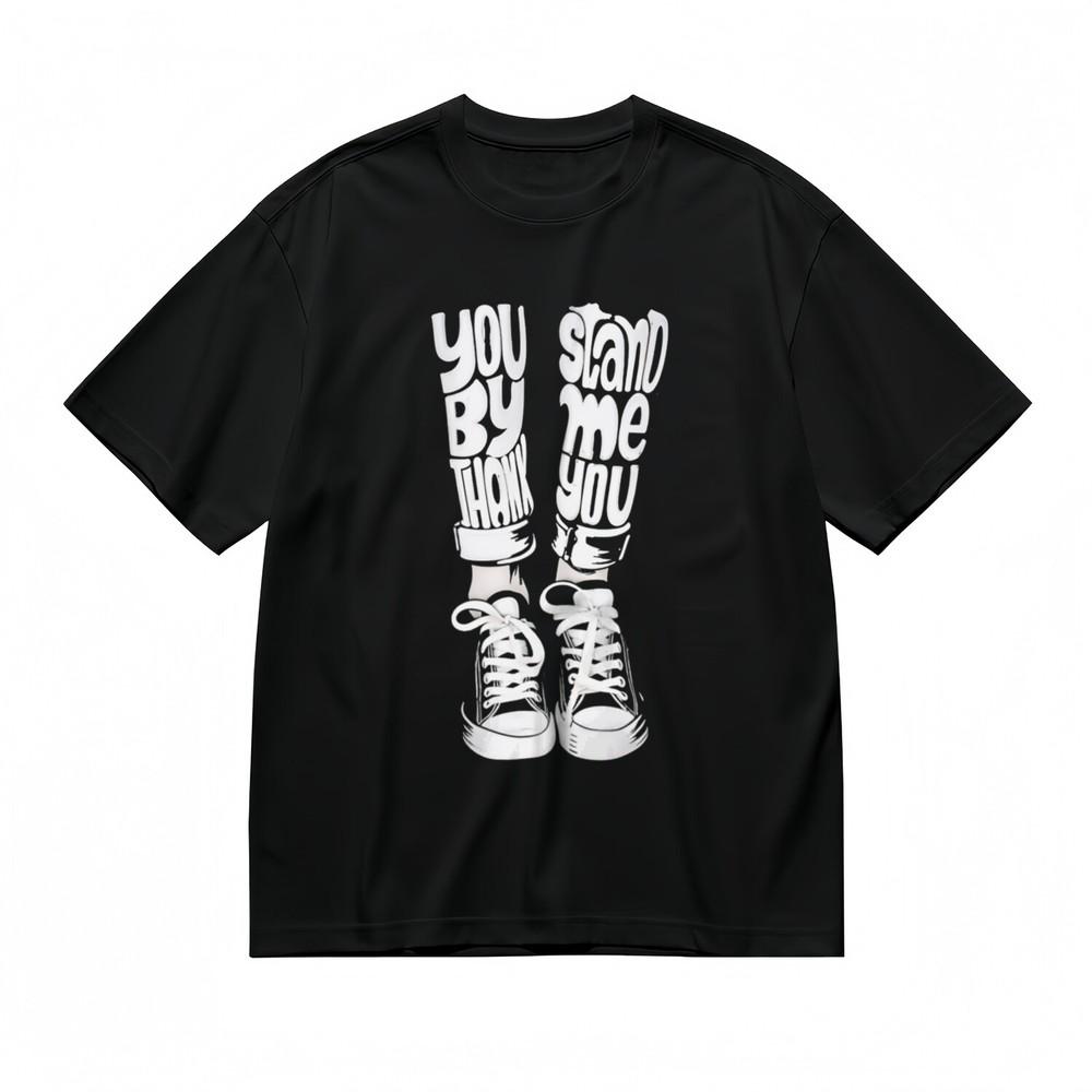 

Men s T-shirt With Stand By Me Sneaker Motif Graphic Unisex Black 100% Cotton M