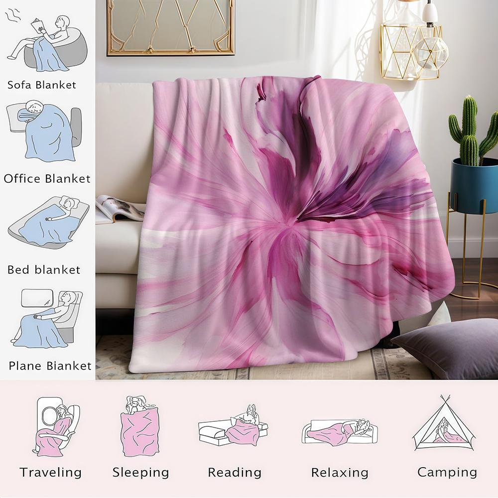 Blush Violet Bloom Flannel Blanket Warm Soft Halloween Christmas Couch Warm Cozy Decorative Decor Gift for All Season
