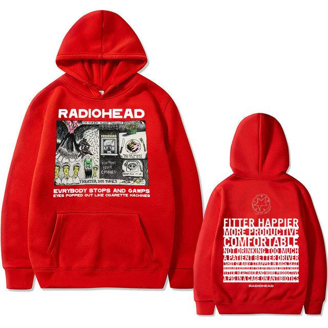 Mikiny s kapucí Britské vintage rockové kapely Radiohead Všichni se zastaví a zírají Oči vylezlé jako cigareta