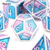 7 Pcs Blue Pink Standard Metal DicePerfect For Rpgs, Board Games, And Card Games.Dice For Games, Dnd Dice Set