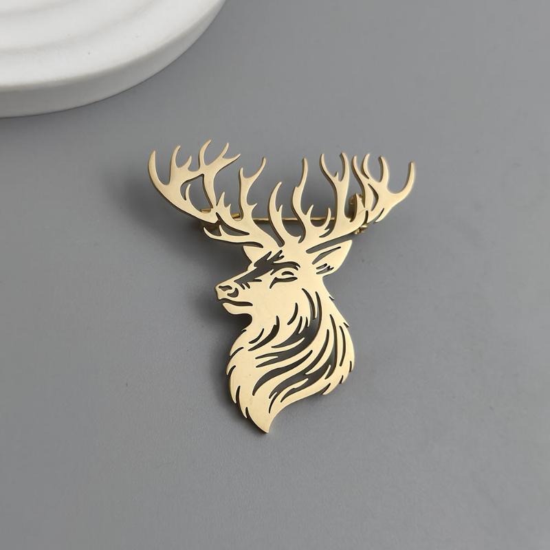 Christmas Stainless Steel Elk Brooch Four Seasons Universal Animal Badge Shawl Scarf Patch Dress Shirt Sweatpin Christmas Gift