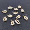 12PCS Golden Natural Shell Pendants Sea Shell Connectors Beach Seashells Cowrie Shell Charms for Jewelry Making