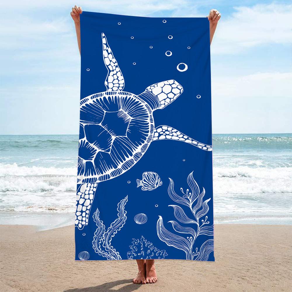 Sea Turtle Beach Towel Microfiber Ocean Animal Bath Towel Nautical Theme Quick Dry Towels for Kids Adults Swimming Sports Travel