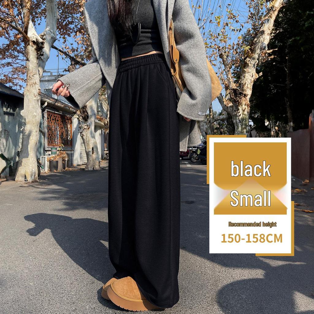 Women's Wide-Leg Glutinous Rice Pants - 2026 New Spring/Fall/Winter Plus Velvet Drape Wool Silk Blend Sweatpants
