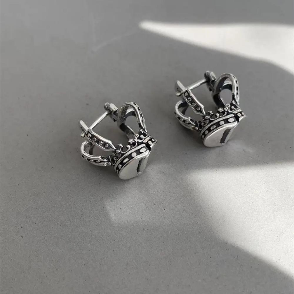 Vintage Crown Ladies Stud Earrings Jewelry For Women Double Layer Earrings Allergy Free