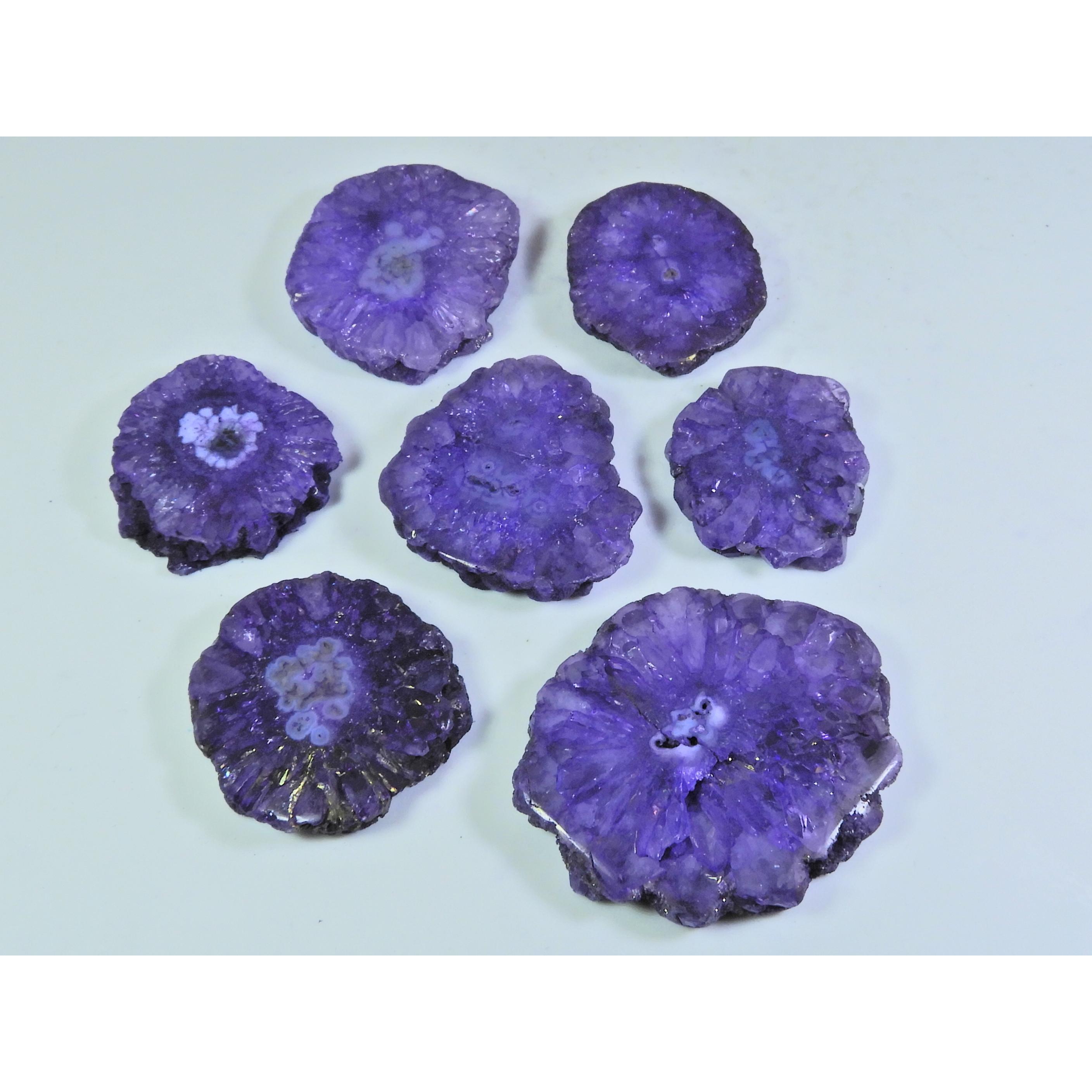 

463Cts. Dyed Solar Druzy Agate Mix Shape Cabochon Loose Gemstone 07 Pcs Lot A-691