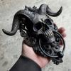 Baphomet Horned God Skull Hanging Door Knocker Resin Goat-Headed Crafts Satan Goat Statue Ornaments Decor Hanging Plate Knocker