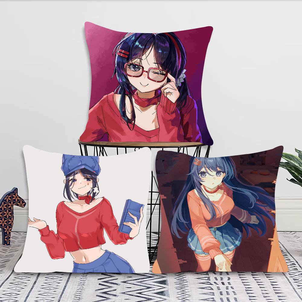 Anime Sleeping Mita Pillow Case Square Pillow Bedroom Sofa Leisure Comfort Cushion Car Living Room Home Decoration 40X40