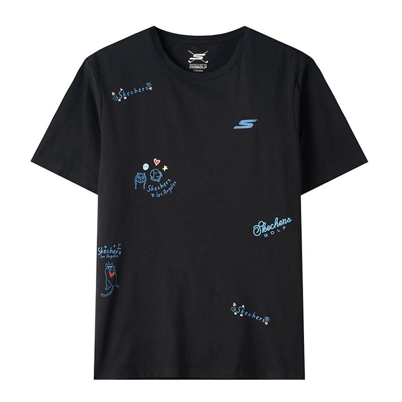 Skechers Moisture Wicking Quick Dry Sports Knitted Round Neck Short Sleeve Running T-Shirt Unisex Tops P226U029-03K8 XS
