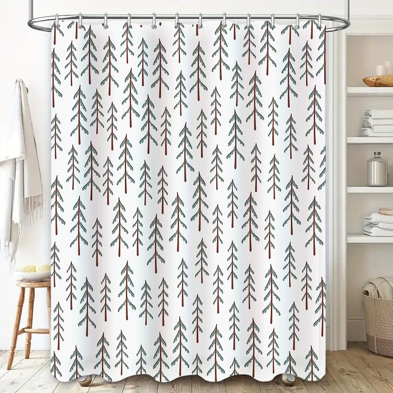 Bathroom Shower Curtain Botanical Forest Trees Nature Greenery Washroom Decor Vintage Rustic Farmhouse Home Decor Backdrop