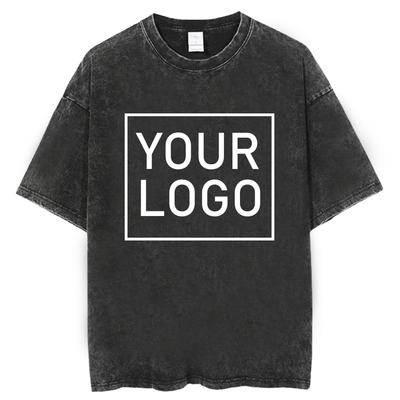 Ihr eigenes Design Herren Washed T-Shirt individuelles Logo DIY Druck T-Shirt Kurzarm Individuelles T-Shirt