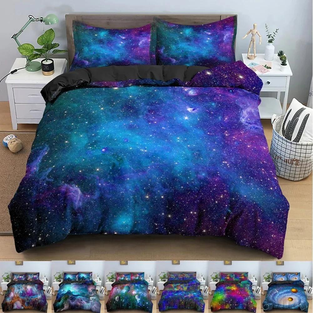 Galaxy Space 3D Universe Bedding Set Single Twin Double Queen King Cal King Size Bed Linen Set