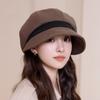 Polyester Beret for Women - Elastic Pleated Octagonal Cap with Short Brim, Packable Drawstring Beret