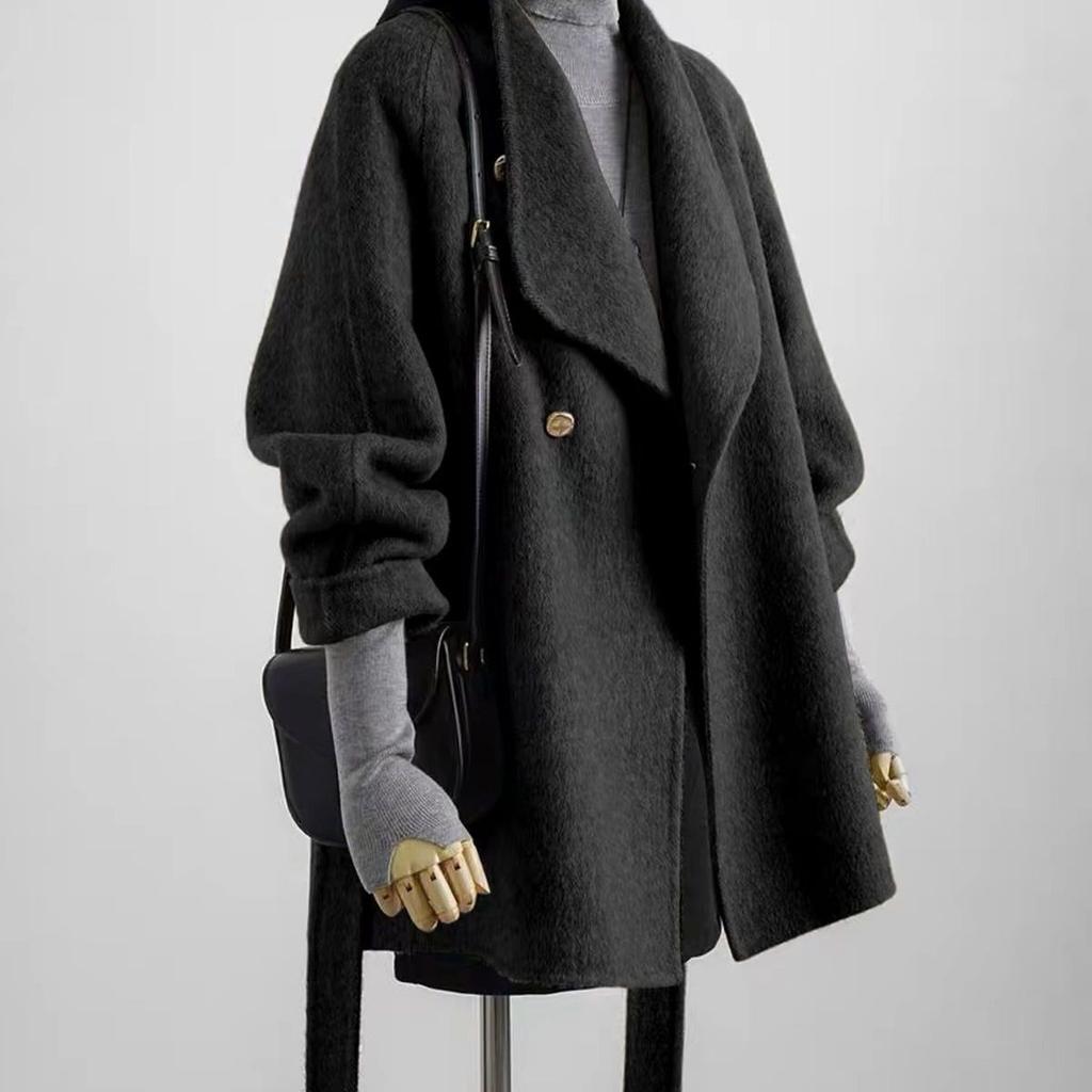 Women's Fashion Reversible Wool Coat—Casual Fall/Winter Outerwear