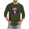 T-shirt da uomo colorata a girocollo con maniche a tre quarti