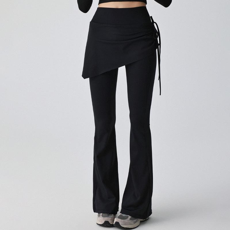 2026 Women's High Waist Slimming Yoga Pants, Two-Piece Set with Micro Flare and Side Drawstring