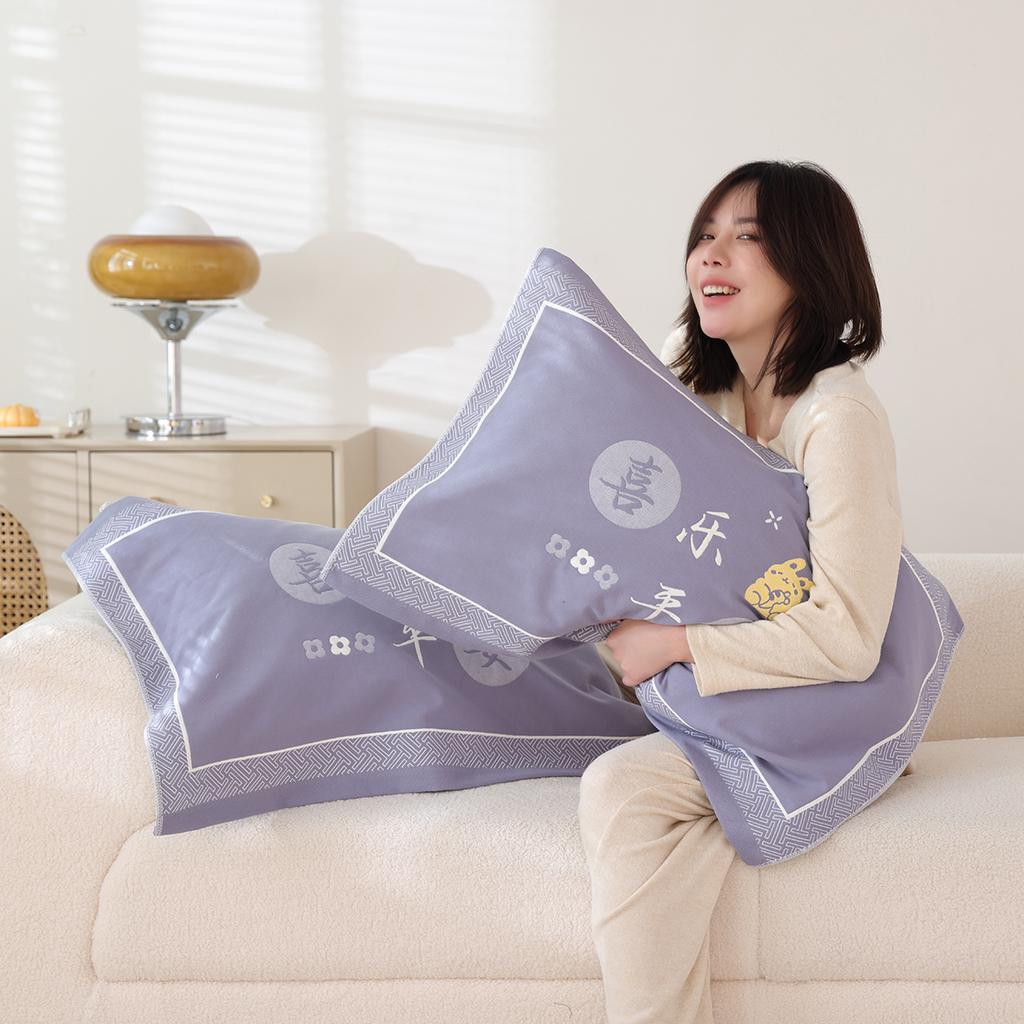 A Pair of Pure Cotton Gauze Pillow Towels, New High-density Soft Adult Cover Towels, Cotton Non-slip and Breathable Household