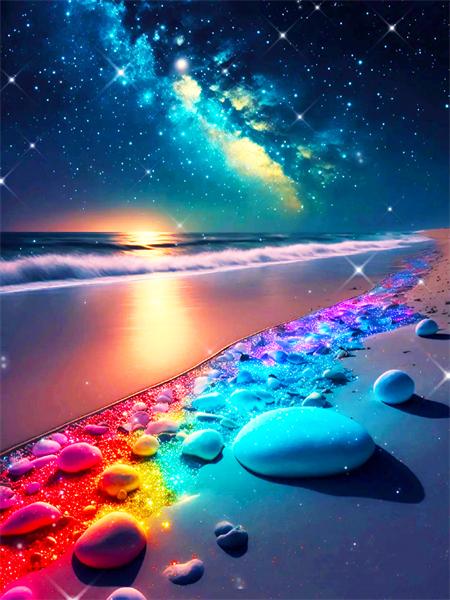 5d Diamond Painting Full Drill Fantasy Night Seaside Embroidery Mosaic Stone Landscape Crystal Wall Art