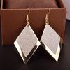Women Simple Retro Dangle Earrings Frosted Rhombic Pendant Eardrop Jewelry Ear Decoration