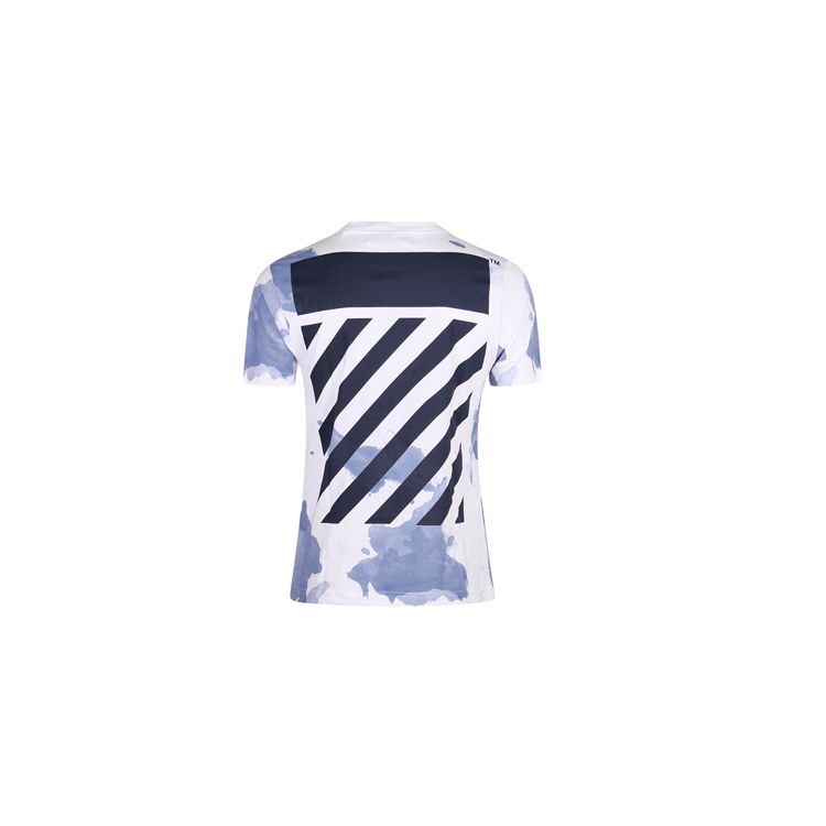 Off-White Splash-Ink Diagonal Striped Short Sleeve T-Shirt Men Tops White OMAA002F161970239932