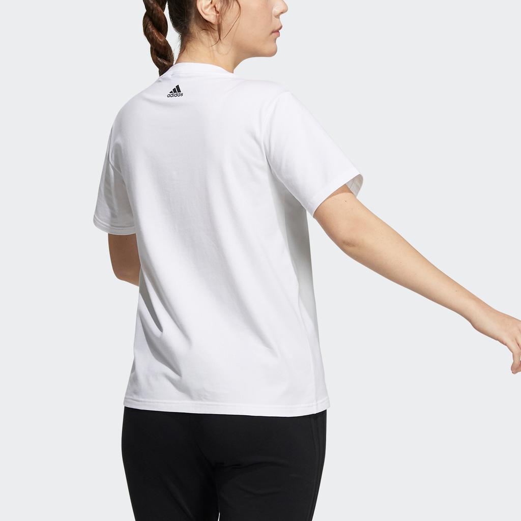 adidas W Bos Tee Buchstaben Sport Stil Bedrucktes Logo Rundhals Kurzarm T-Shirt Damen T-Shirts Weiß HA3633