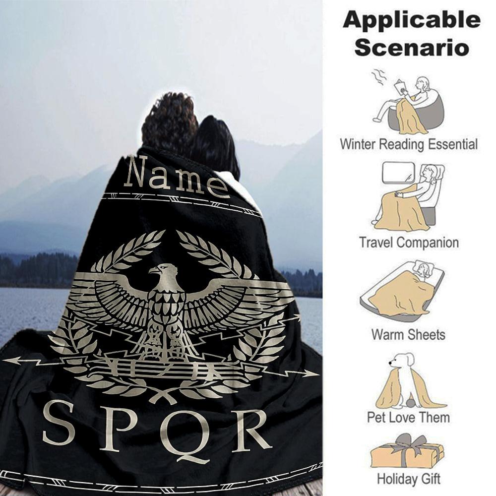 Customiz Name Personality SPQR logo Blanket Soft &Warm Sofa Office Bed Travel Lunch Break Blanket, Gift Suitable All Seasons
