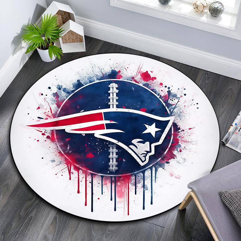 New England Patriots2 Round Area Rug,Carpet Rug for Living Room Bedroom Sofa Playroom Decor,Non-slip Floor Mat