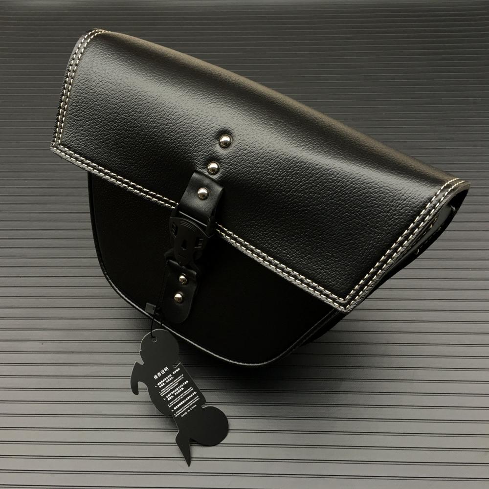 Motorcycle Saddlebag Black PU Leather Luggage Tool Bag Side Clinch Bolt Saddle Bag Universal for Harley Sportster Racer