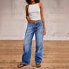 2026 Nya Damjeans med Hög Midja och Stretch, Löst Passande Raka Denimbuxor med Fickor för Vardagsbruk