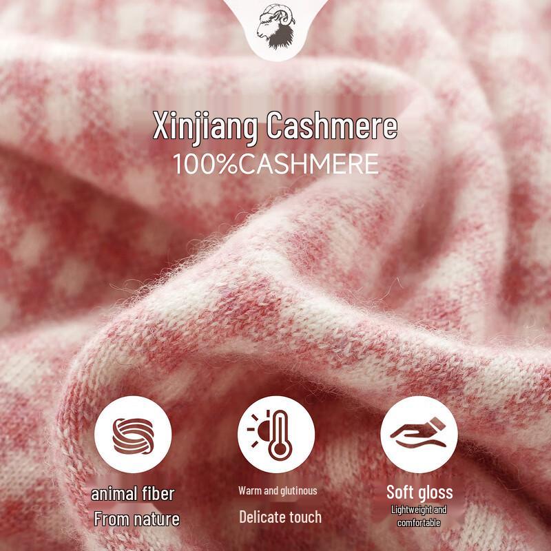 Zhaojun Women's 100% Cashmere Plaid Cardigan