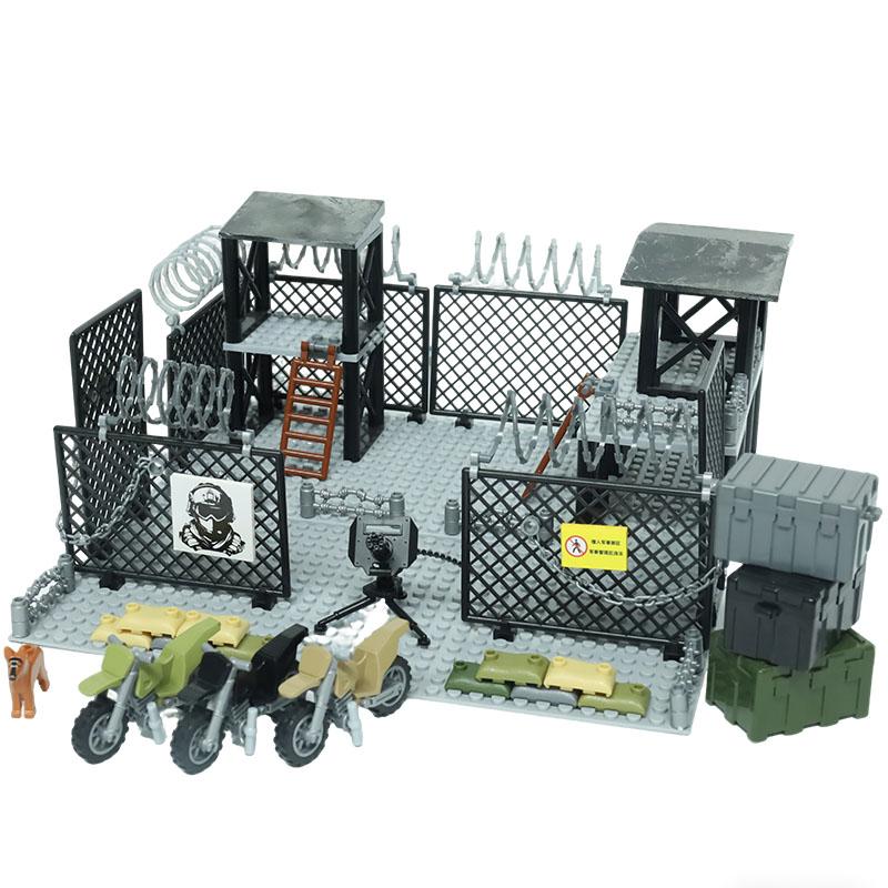 WK2 Militärbasis Moc Sentinel Turm Wachturm Gefängniskäfig Gebäude Modell Militärspielzeug Waffen Baustein DIY Junge Kind Geschenk
