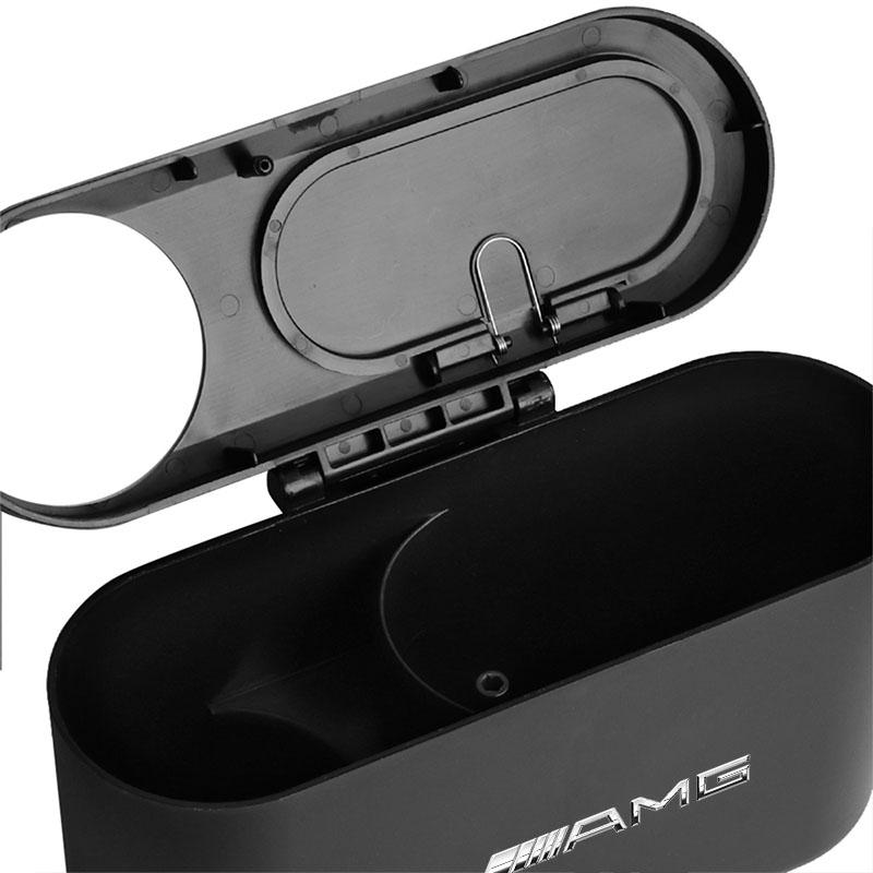 1Pcs Portable Hanging Mini Car Trash Can Wastebasket Trash Can with Lid For Mercedes-Benz AMG C500 C200 C300 A B C E GLA CLA GLK GL ML GLE W204 W205