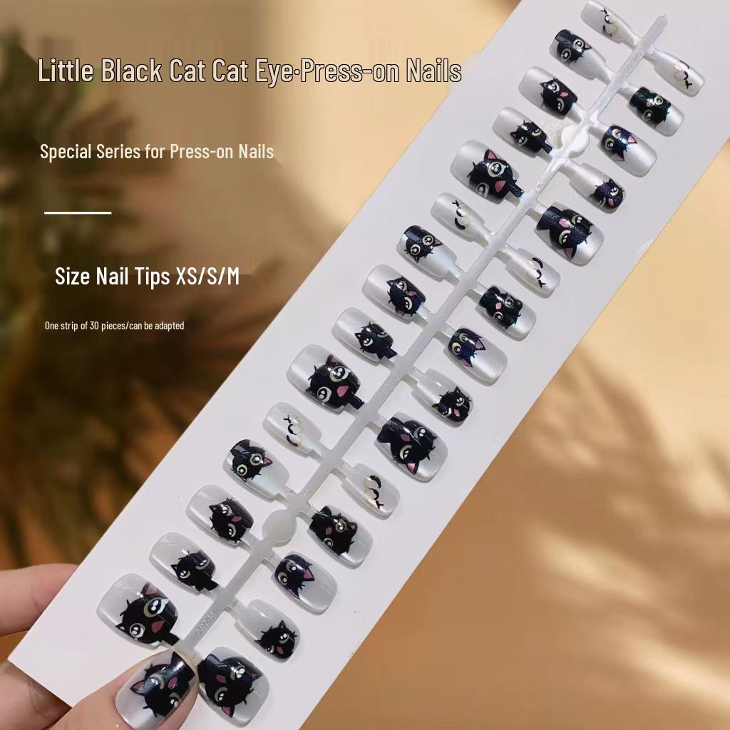 

Очаровательные накладные ногти «Кошачий глаз» черного цвета: Милый и яркий дизайн ногтей