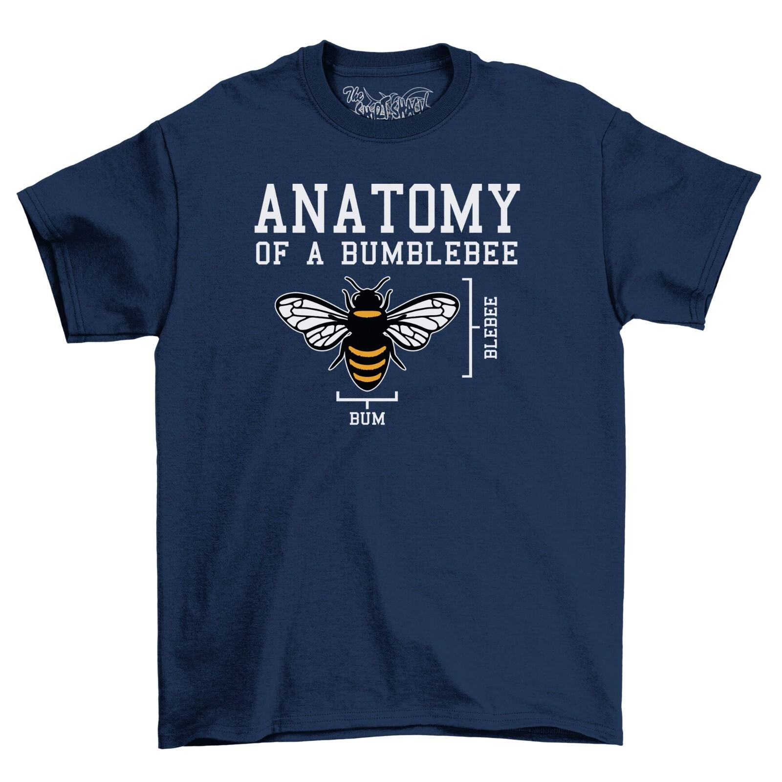 ShirtShack Anatomy Of A Bumblebee Men s Funny T-Shirt Mens Womens Tees Top 100% Cotton Black Shirt 4XL