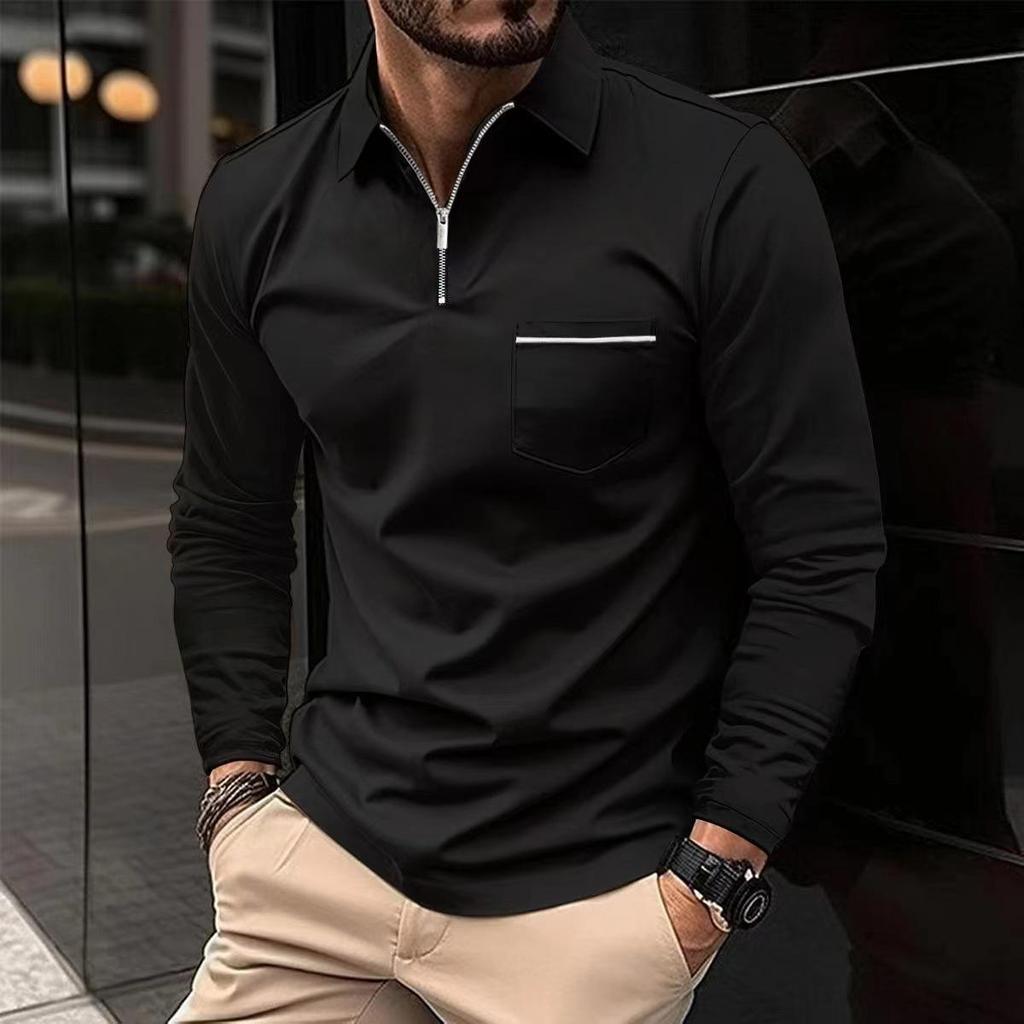 Autumn Long Sleeve Polo Shirt Lapel Men's Casual Sports Long Sleeve Top