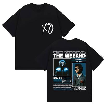 Rap-Sänger THE WEEKEND STARBOY XO Tour 2026 Vintage-Muster T-Shirt für Herren Damen Modisches Hip-Hop Baumwoll-T-Shirt