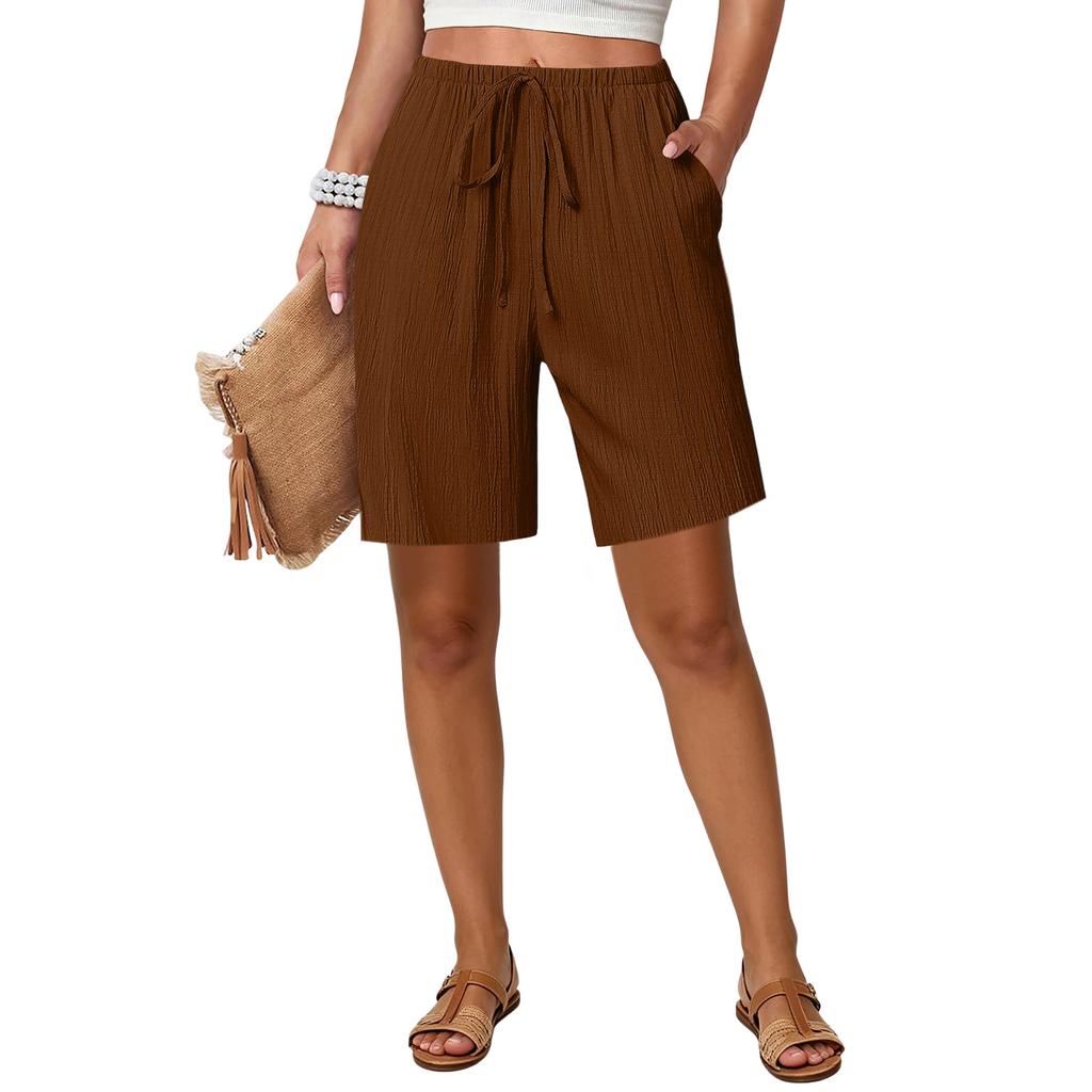 Damen locker gerade Kordelzug Tasche Freizeitshorts