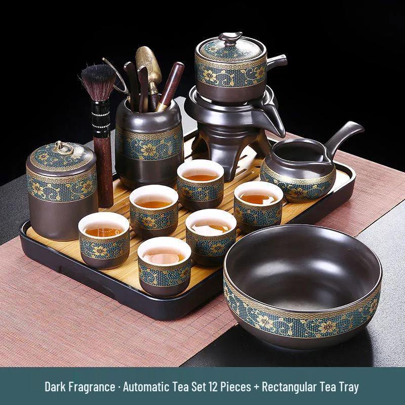 Automatic Ceramic Kung Fu Tea Set for Home: Teapot, Cups, Canister, Tray