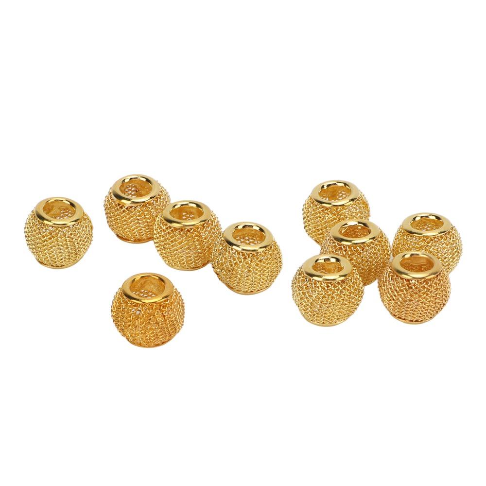 10pcs Gold Hollow Beads Round Shape Gold Plated Beads Spacer Beads  Earrings Making