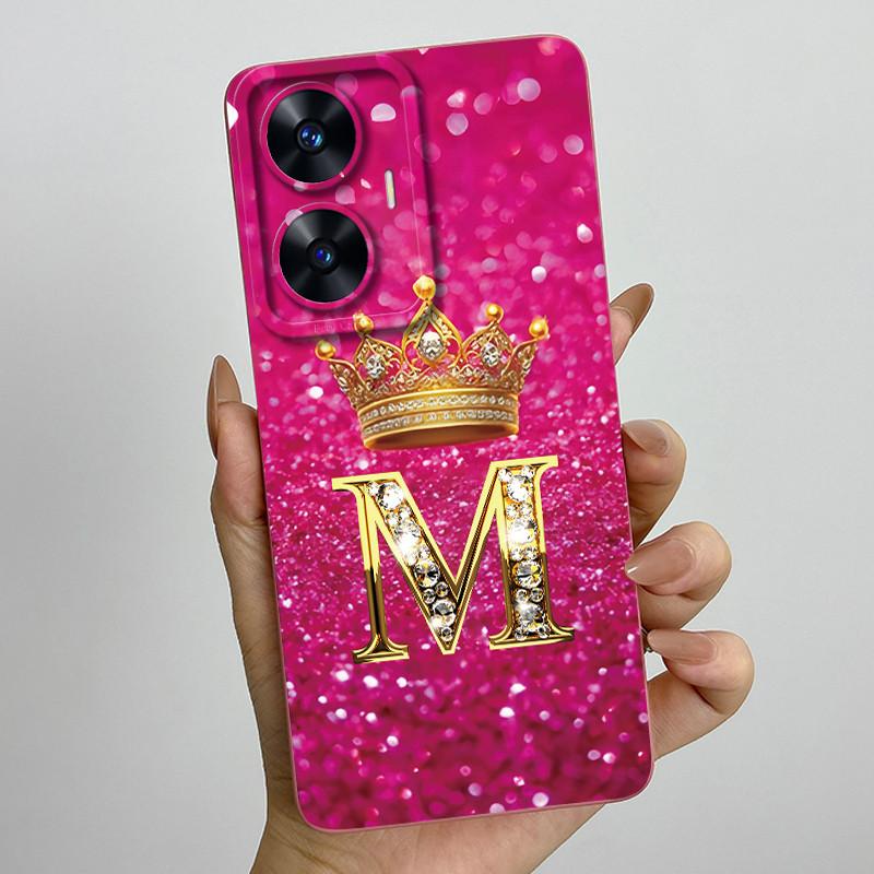 For Realme C55 RMX3710 Luxury Crown Letters Cover Soft Silicone Phone Case For Realme Narzo N55 C 55 RealmeC55 NarzoN55 Bumper