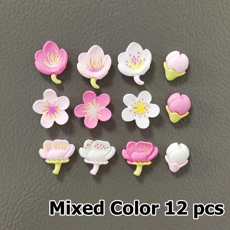 4/12pcs Fridge Magnets Blossom Cherry Flower Pastoral Cute Refrigerator Magnetic Sticker Message Whiteboard Sticker
