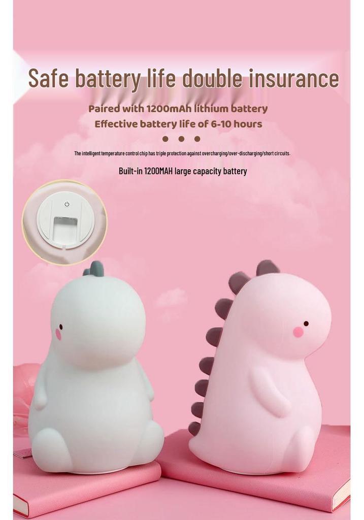 Rechargeable Dinosaur Silicone Night Light - Seven-Color Changing for Kids