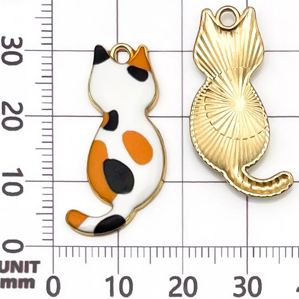 Set of 10 Colorful Enamel Cat Charms for DIY Jewelry